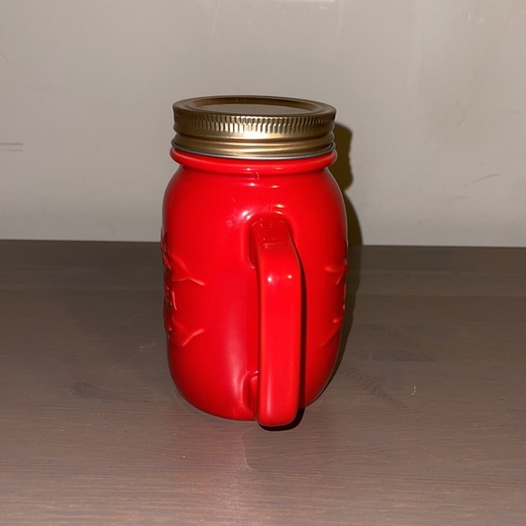 David’s Tea Red Ceramic Jar Mug with Lid - Picture 3 of 8